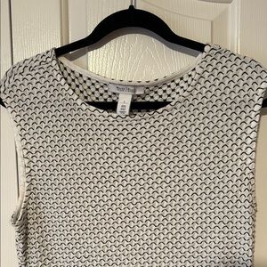 White House Black Market Textured Black and White Tank Top